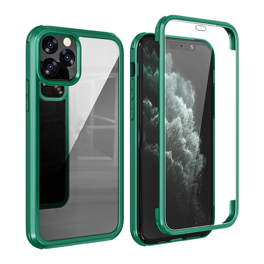 For iPhone 11 Pro Max Double-sided Plastic Glass Protective Case (Dark Green) - iPhone 11 Pro Max Cases by buy2fix | Online Shopping UK | buy2fix