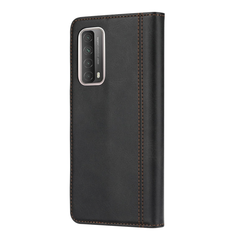 For Huawei P smart 2021 Calf Texture Double Fold Clasp Horizontal Flip Leather Case with Photo Frame & Holder & Card Slots & Wallet(Black) - Huawei Cases by idewei | Online Shopping UK | buy2fix