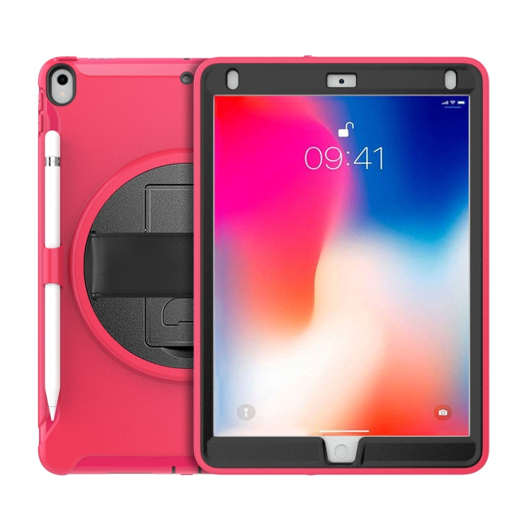 For iPad Pro 10.5 inch 360 Degree Rotation PC+TPU Protective Cover with Holder & Hand Strap(Rose Red) - iPad Pro 10.5 inch Cases by buy2fix | Online Shopping UK | buy2fix