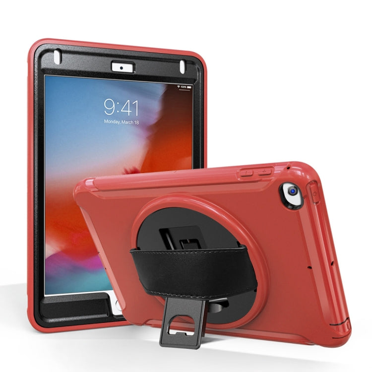 For iPad mini (2019) & mini 4 360 Degree Rotation PC+TPU Protective Cover with Holder & Hand Strap(Red) - iPad mini (2019) / mini 5 Cases by buy2fix | Online Shopping UK | buy2fix