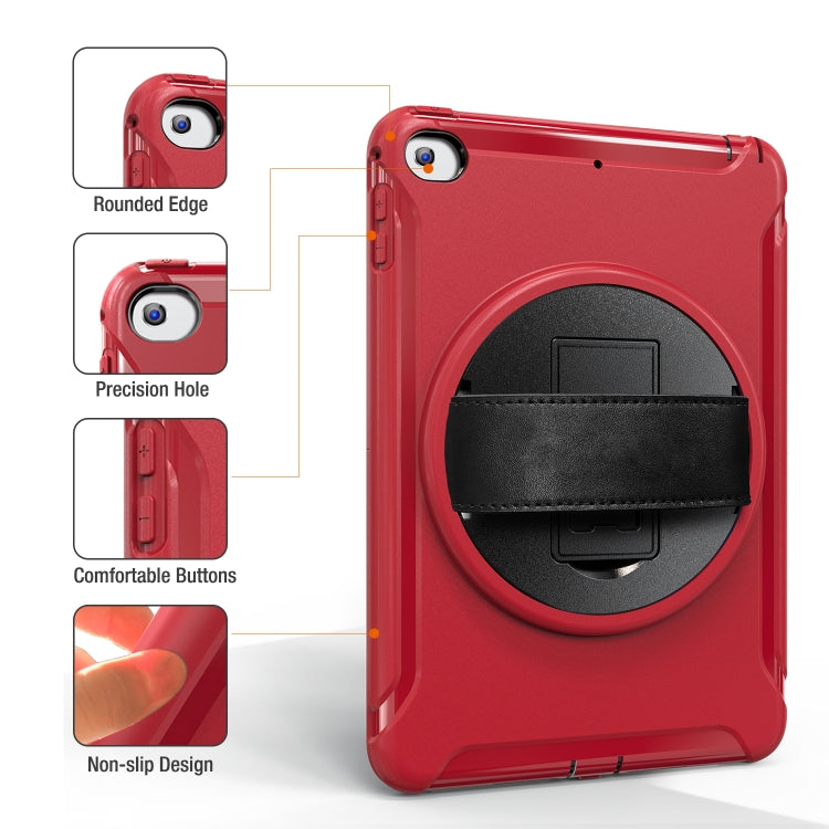 For iPad mini (2019) & mini 4 360 Degree Rotation PC+TPU Protective Cover with Holder & Hand Strap(Red) - iPad mini (2019) / mini 5 Cases by buy2fix | Online Shopping UK | buy2fix