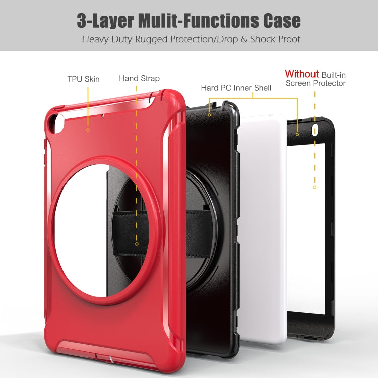 For iPad mini (2019) & mini 4 360 Degree Rotation PC+TPU Protective Cover with Holder & Hand Strap(Red) - iPad mini (2019) / mini 5 Cases by buy2fix | Online Shopping UK | buy2fix