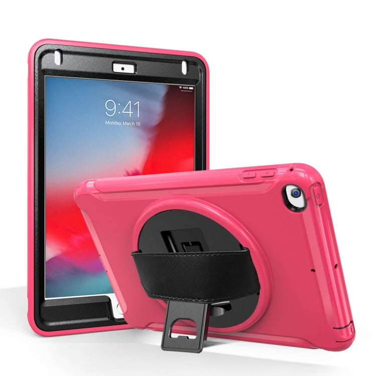 For iPad mini (2019) & mini 4 360 Degree Rotation PC+TPU Protective Cover with Holder & Hand Strap(Rose Red) - iPad mini (2019) / mini 5 Cases by buy2fix | Online Shopping UK | buy2fix