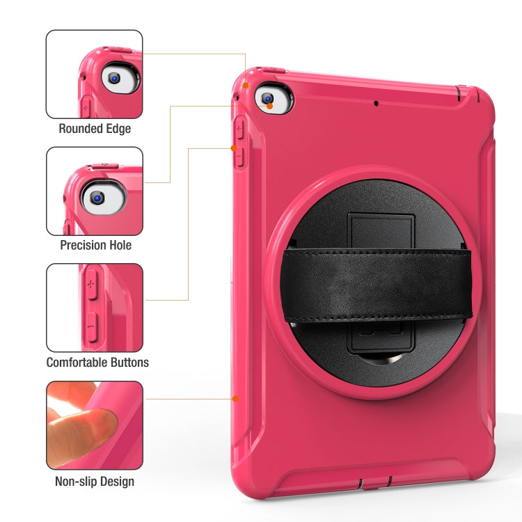 For iPad mini (2019) & mini 4 360 Degree Rotation PC+TPU Protective Cover with Holder & Hand Strap(Rose Red) - iPad mini (2019) / mini 5 Cases by buy2fix | Online Shopping UK | buy2fix