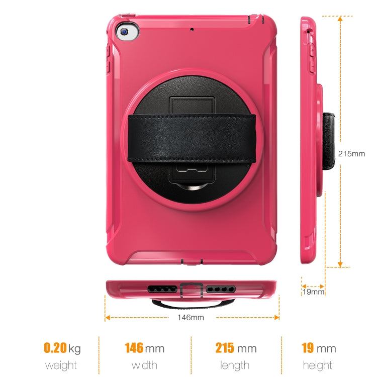 For iPad mini (2019) & mini 4 360 Degree Rotation PC+TPU Protective Cover with Holder & Hand Strap(Rose Red) - iPad mini (2019) / mini 5 Cases by buy2fix | Online Shopping UK | buy2fix