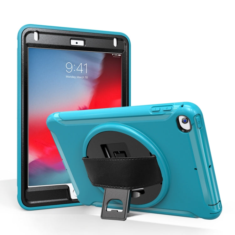 For iPad mini (2019) & mini 4 360 Degree Rotation PC+TPU Protective Cover with Holder & Hand Strap(Light Blue) - iPad mini (2019) / mini 5 Cases by buy2fix | Online Shopping UK | buy2fix