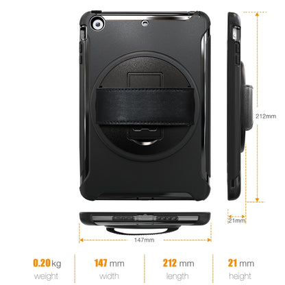 For iPad mini 3 & 2 & 1 360 Degree Rotation PC+TPU Protective Cover with Holder & Hand Strap(Black) - iPad Mini 4 & 3 & 2 & 1 Cases by buy2fix | Online Shopping UK | buy2fix