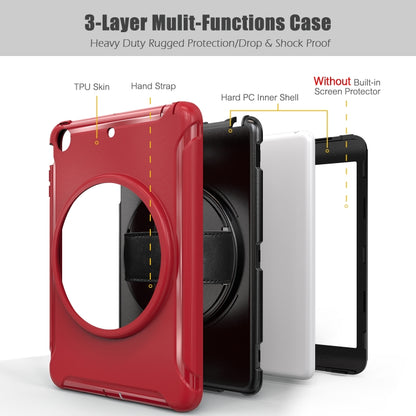 For iPad mini 3 & 2 & 1 360 Degree Rotation PC+TPU Protective Cover with Holder & Hand Strap(Red) - iPad Mini 4 & 3 & 2 & 1 Cases by buy2fix | Online Shopping UK | buy2fix
