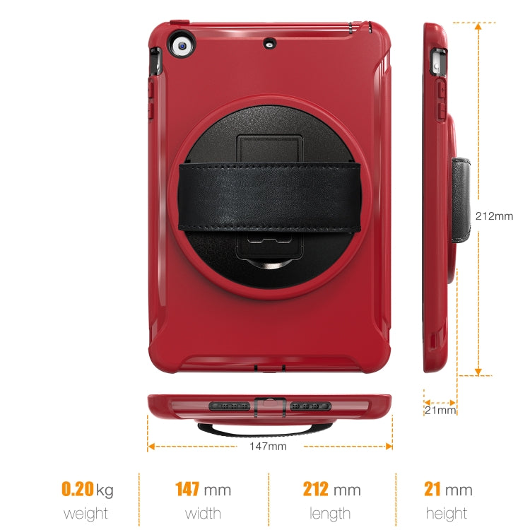 For iPad mini 3 & 2 & 1 360 Degree Rotation PC+TPU Protective Cover with Holder & Hand Strap(Red) - iPad Mini 4 & 3 & 2 & 1 Cases by buy2fix | Online Shopping UK | buy2fix