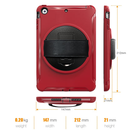 For iPad mini 3 & 2 & 1 360 Degree Rotation PC+TPU Protective Cover with Holder & Hand Strap(Red) - iPad Mini 4 & 3 & 2 & 1 Cases by buy2fix | Online Shopping UK | buy2fix