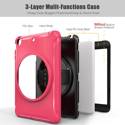 For iPad mini 3 & 2 & 1 360 Degree Rotation PC+TPU Protective Cover with Holder & Hand Strap(Rose Red) - iPad Mini 4 & 3 & 2 & 1 Cases by buy2fix | Online Shopping UK | buy2fix