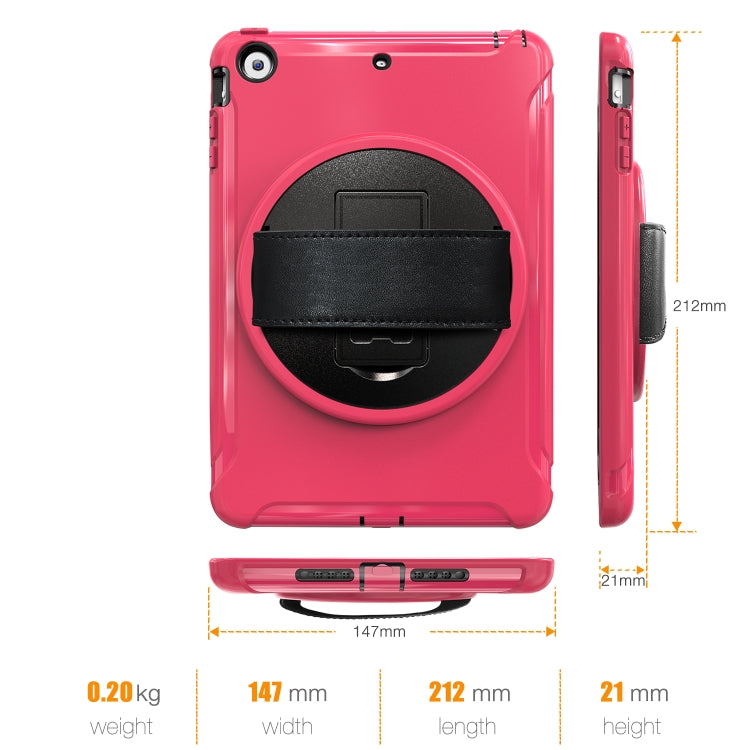 For iPad mini 3 & 2 & 1 360 Degree Rotation PC+TPU Protective Cover with Holder & Hand Strap(Rose Red) - iPad Mini 4 & 3 & 2 & 1 Cases by buy2fix | Online Shopping UK | buy2fix