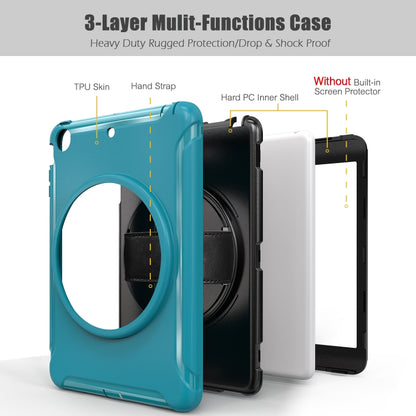 For iPad mini 3 & 2 & 1 360 Degree Rotation PC+TPU Protective Cover with Holder & Hand Strap(Light Blue) - iPad Mini 4 & 3 & 2 & 1 Cases by buy2fix | Online Shopping UK | buy2fix