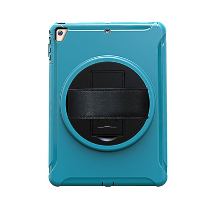 For iPad 9.7 inch (2017) 360 Degree Rotation PC+TPU Protective Cover with Holder & Hand Strap(Light Blue) - iPad 9.7 (2018) & (2017) Cases by buy2fix | Online Shopping UK | buy2fix