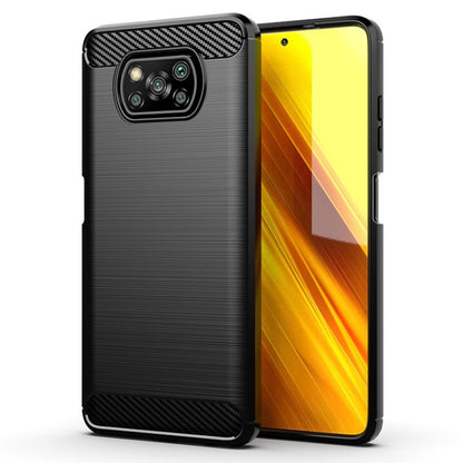 For Xiaomi Poco X3 NFC Brushed Texture Carbon Fiber TPU Case(Black) by buy2fix