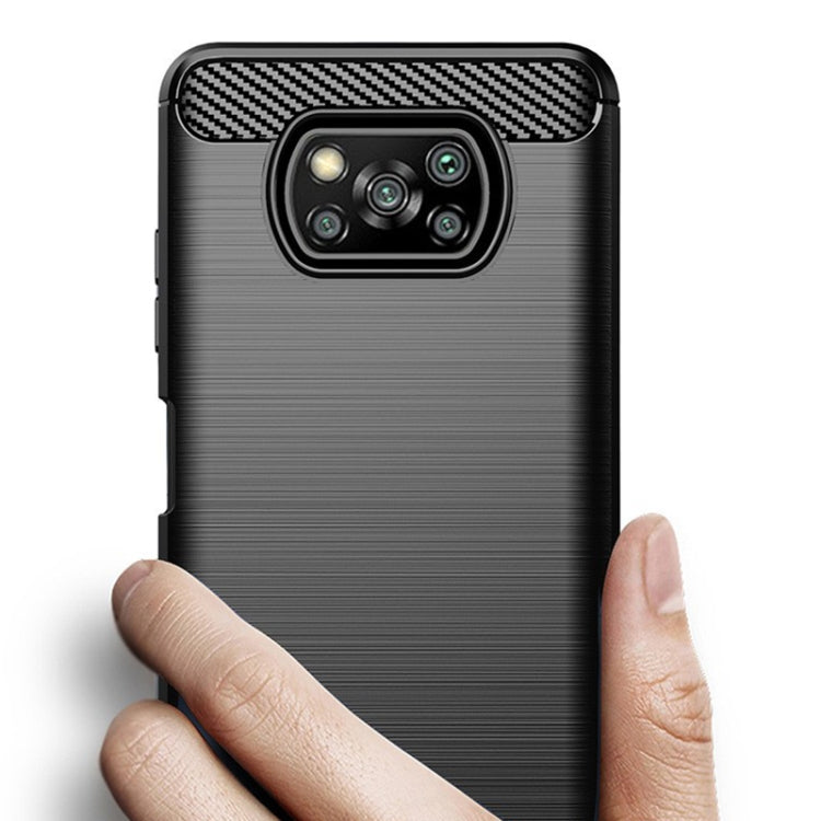 For Xiaomi Poco X3 NFC Brushed Texture Carbon Fiber TPU Case(Black) by buy2fix