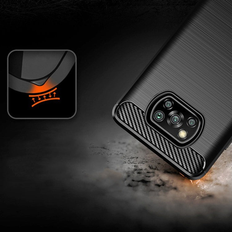 For Xiaomi Poco X3 NFC Brushed Texture Carbon Fiber TPU Case(Black) by buy2fix