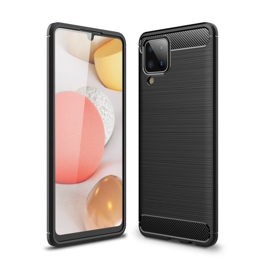 For Samsung Galaxy A12 Brushed Texture Carbon Fiber TPU Case(Black)