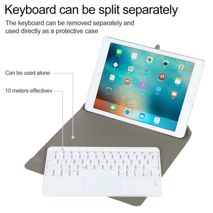 Universal Detachable Bluetooth Keyboard + Leather Tablet Case with Touchpad for iPad 9-10 inch, Specification:White Keyboard(Pink) - Universal by buy2fix | Online Shopping UK | buy2fix