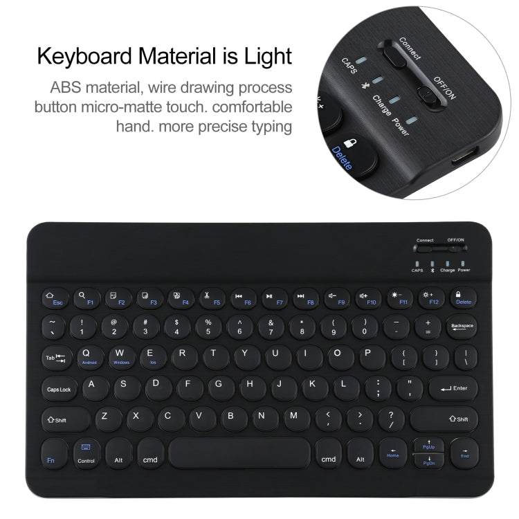 Universal Round Keys Detachable Bluetooth Keyboard + Leather Tablet Case without Touchpad for iPad 9-10 inch, Specification:Black Keyboard(Blue) - Universal by buy2fix | Online Shopping UK | buy2fix