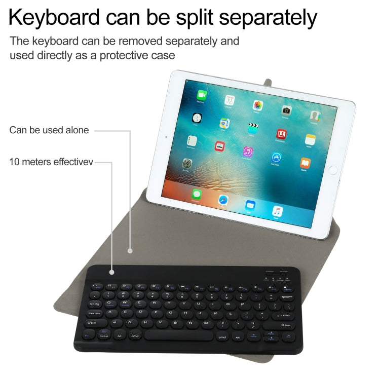 Universal Round Keys Detachable Bluetooth Keyboard + Leather Tablet Case without Touchpad for iPad 9-10 inch, Specification:Black Keyboard(Blue) - Universal by buy2fix | Online Shopping UK | buy2fix