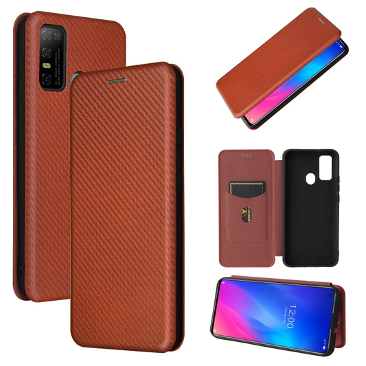 For DOOGEE N30 Carbon Fiber Texture Horizontal Flip TPU + PC + PU Leather Case with Card Slot(Brown) - More Brand by buy2fix | Online Shopping UK | buy2fix