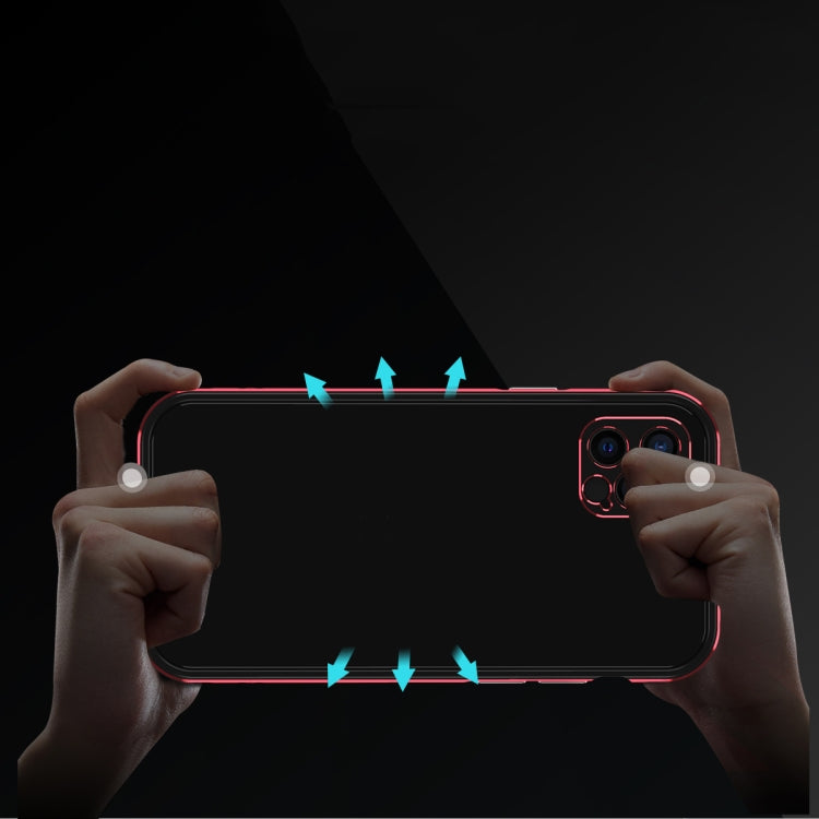 For iPhone 12 Pro Aurora Series Lens Protector + Metal Frame Protective Case(Black Blue) - iPhone 12 / 12 Pro Cases by buy2fix | Online Shopping UK | buy2fix