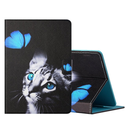 For 7 inch Tablet PC Universal Colored Drawing Horizontal Flip Leather Case with Holder & Card Slots(Butterfly Cat) - 7 inch by buy2fix | Online Shopping UK | buy2fix