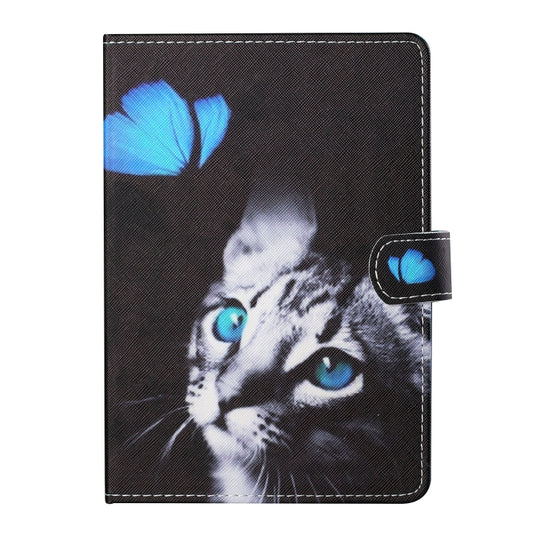 For 7 inch Tablet PC Universal Colored Drawing Horizontal Flip Leather Case with Holder & Card Slots(Butterfly Cat) - 7 inch by buy2fix | Online Shopping UK | buy2fix