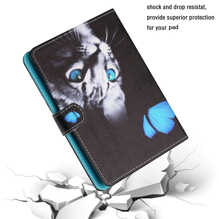 For 7 inch Tablet PC Universal Colored Drawing Horizontal Flip Leather Case with Holder & Card Slots(Butterfly Cat) - 7 inch by buy2fix | Online Shopping UK | buy2fix