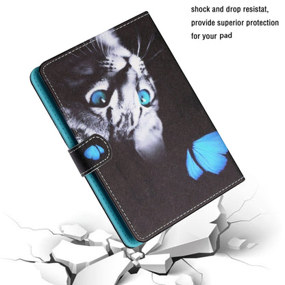 For 7 inch Tablet PC Universal Colored Drawing Horizontal Flip Leather Case with Holder & Card Slots(Butterfly Cat) - 7 inch by buy2fix | Online Shopping UK | buy2fix