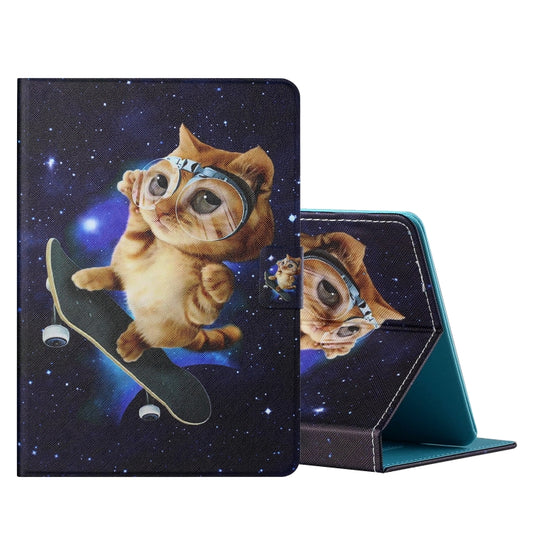 For 7 inch Tablet PC Universal Colored Drawing Horizontal Flip Leather Case with Holder & Card Slots(Skateboard Cat) - 7 inch by buy2fix | Online Shopping UK | buy2fix