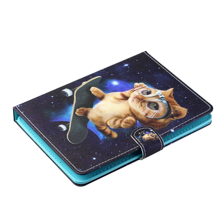 For 7 inch Tablet PC Universal Colored Drawing Horizontal Flip Leather Case with Holder & Card Slots(Skateboard Cat) - 7 inch by buy2fix | Online Shopping UK | buy2fix