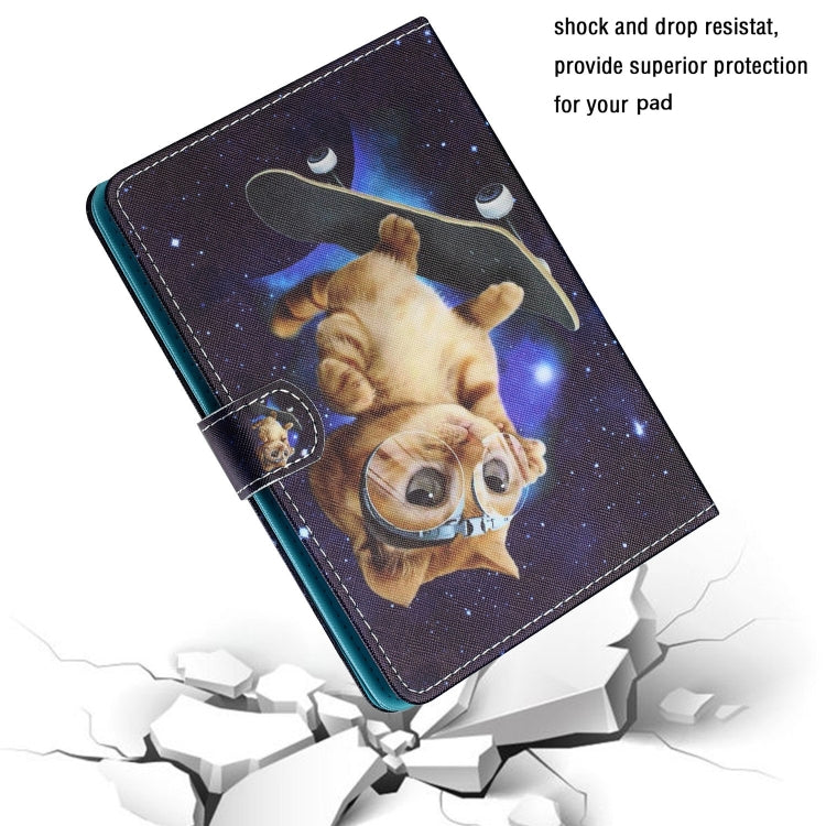 For 7 inch Tablet PC Universal Colored Drawing Horizontal Flip Leather Case with Holder & Card Slots(Skateboard Cat) - 7 inch by buy2fix | Online Shopping UK | buy2fix