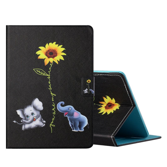For 8 inch Tablet PC Universal Colored Drawing Horizontal Flip Leather Case with Holder & Card Slots(Elephant) - 8 inch by buy2fix | Online Shopping UK | buy2fix