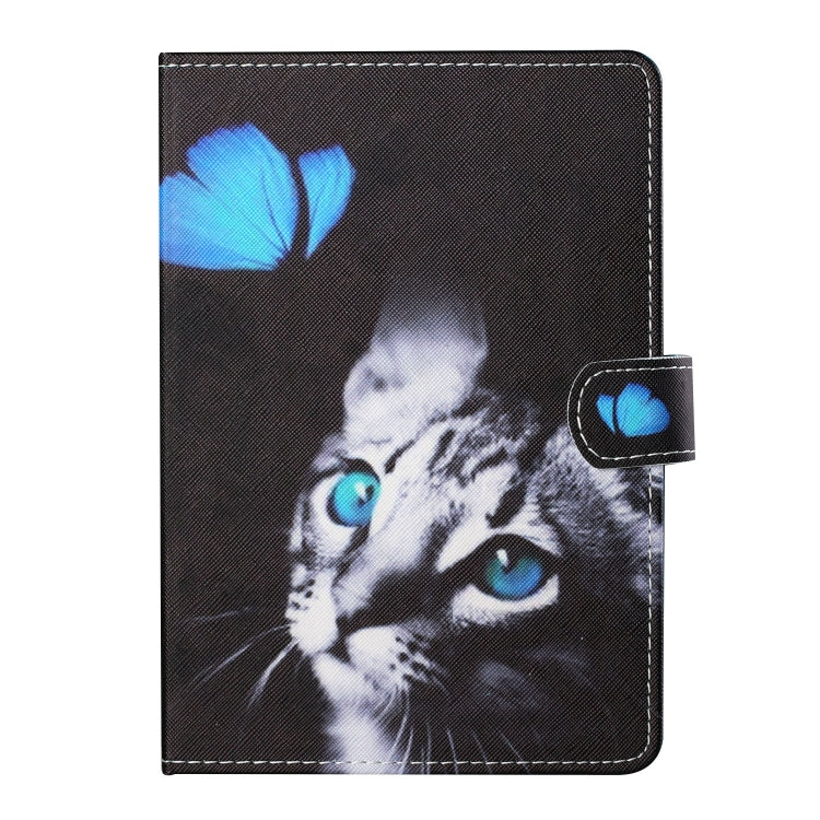 For 8 inch Tablet PC Universal Colored Drawing Horizontal Flip Leather Case with Holder & Card Slots(Butterfly Cat) - 8 inch by buy2fix | Online Shopping UK | buy2fix