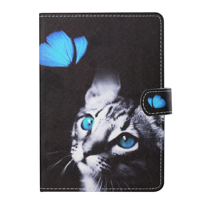 For 8 inch Tablet PC Universal Colored Drawing Horizontal Flip Leather Case with Holder & Card Slots(Butterfly Cat) - 8 inch by buy2fix | Online Shopping UK | buy2fix