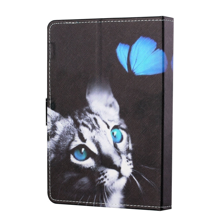 For 8 inch Tablet PC Universal Colored Drawing Horizontal Flip Leather Case with Holder & Card Slots(Butterfly Cat) - 8 inch by buy2fix | Online Shopping UK | buy2fix