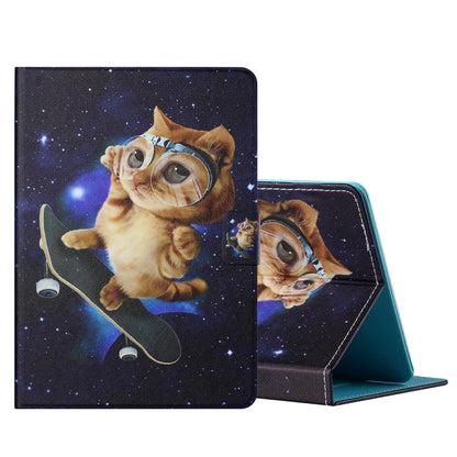 For 8 inch Tablet PC Universal Colored Drawing Horizontal Flip Leather Case with Holder & Card Slots(Skateboard Cat) - 8 inch by buy2fix | Online Shopping UK | buy2fix