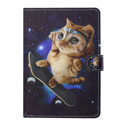 For 8 inch Tablet PC Universal Colored Drawing Horizontal Flip Leather Case with Holder & Card Slots(Skateboard Cat) - 8 inch by buy2fix | Online Shopping UK | buy2fix