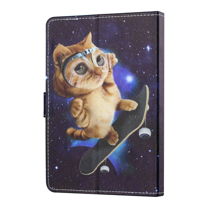 For 8 inch Tablet PC Universal Colored Drawing Horizontal Flip Leather Case with Holder & Card Slots(Skateboard Cat) - 8 inch by buy2fix | Online Shopping UK | buy2fix