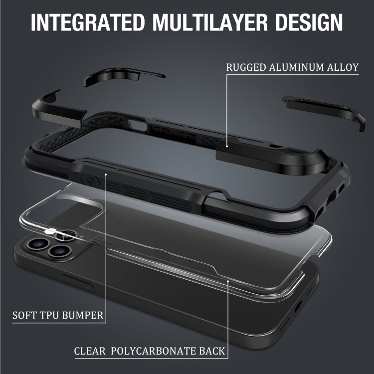 For iPhone 12 Pro iPAKY Thunder Series Aluminum alloy Shockproof Protective Case(Black) - iPhone 12 / 12 Pro Cases by iPAKY | Online Shopping UK | buy2fix