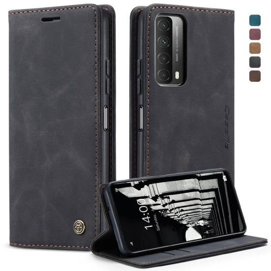 For Huawei P Smart 2021 CaseMe-013 Multifunctional Retro Frosted Horizontal Flip Leather Case with Card Slot & Holder & Wallet(Black) by CaseMe