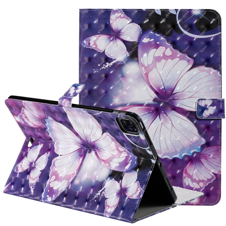 3D Painted Pattern Horizontal Flip Leather Case with Holder & Card Slots & Wallet & Sleep / Wake-up Function For iPad Air 2022 / 2020 10.9 /iPad Pro 11 2020 / 2018(Purple Butterfly) - iPad Air (2022) / (2020) 10.9 Cases by buy2fix | Online Shopping UK | buy2fix