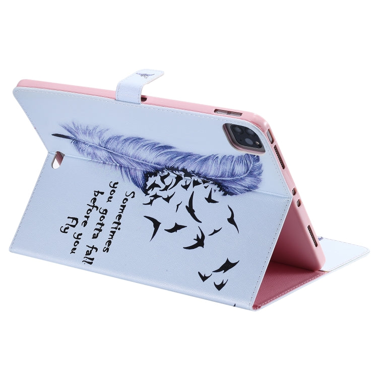 Painted Pattern Horizontal Flip Leather Case with Holder & Card Slots & Wallet & Sleep / Wake-up Function For iPad Air 2022 / 2020 10.9 /iPad Pro 11 2020 / 2018(Feather) - iPad Air (2022) / (2020) 10.9 Cases by buy2fix | Online Shopping UK | buy2fix