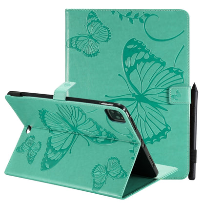 Pressed Printing Butterfly Pattern Horizontal Flip Leather Case with Holder & Card Slots & Wallet & Sleep / Wake-up Function For iPad Air 2022 / 2020 10.9 /iPad Pro 11 2020 / 2018(Green) - iPad Air (2022) / (2020) 10.9 Cases by buy2fix | Online Shopping UK | buy2fix