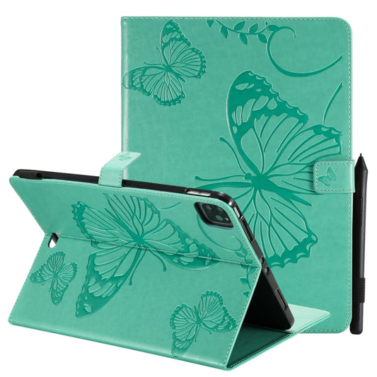 Pressed Printing Butterfly Pattern Horizontal Flip Leather Case with Holder & Card Slots & Wallet & Sleep / Wake-up Function For iPad Air 2022 / 2020 10.9 /iPad Pro 11 2020 / 2018(Green) - iPad Air (2022) / (2020) 10.9 Cases by buy2fix | Online Shopping UK | buy2fix