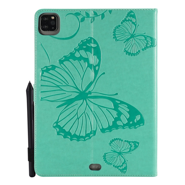 Pressed Printing Butterfly Pattern Horizontal Flip Leather Case with Holder & Card Slots & Wallet & Sleep / Wake-up Function For iPad Air 2022 / 2020 10.9 /iPad Pro 11 2020 / 2018(Green) - iPad Air (2022) / (2020) 10.9 Cases by buy2fix | Online Shopping UK | buy2fix