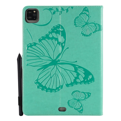 Pressed Printing Butterfly Pattern Horizontal Flip Leather Case with Holder & Card Slots & Wallet & Sleep / Wake-up Function For iPad Air 2022 / 2020 10.9 /iPad Pro 11 2020 / 2018(Green) - iPad Air (2022) / (2020) 10.9 Cases by buy2fix | Online Shopping UK | buy2fix