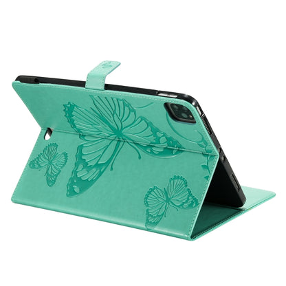 Pressed Printing Butterfly Pattern Horizontal Flip Leather Case with Holder & Card Slots & Wallet & Sleep / Wake-up Function For iPad Air 2022 / 2020 10.9 /iPad Pro 11 2020 / 2018(Green) - iPad Air (2022) / (2020) 10.9 Cases by buy2fix | Online Shopping UK | buy2fix